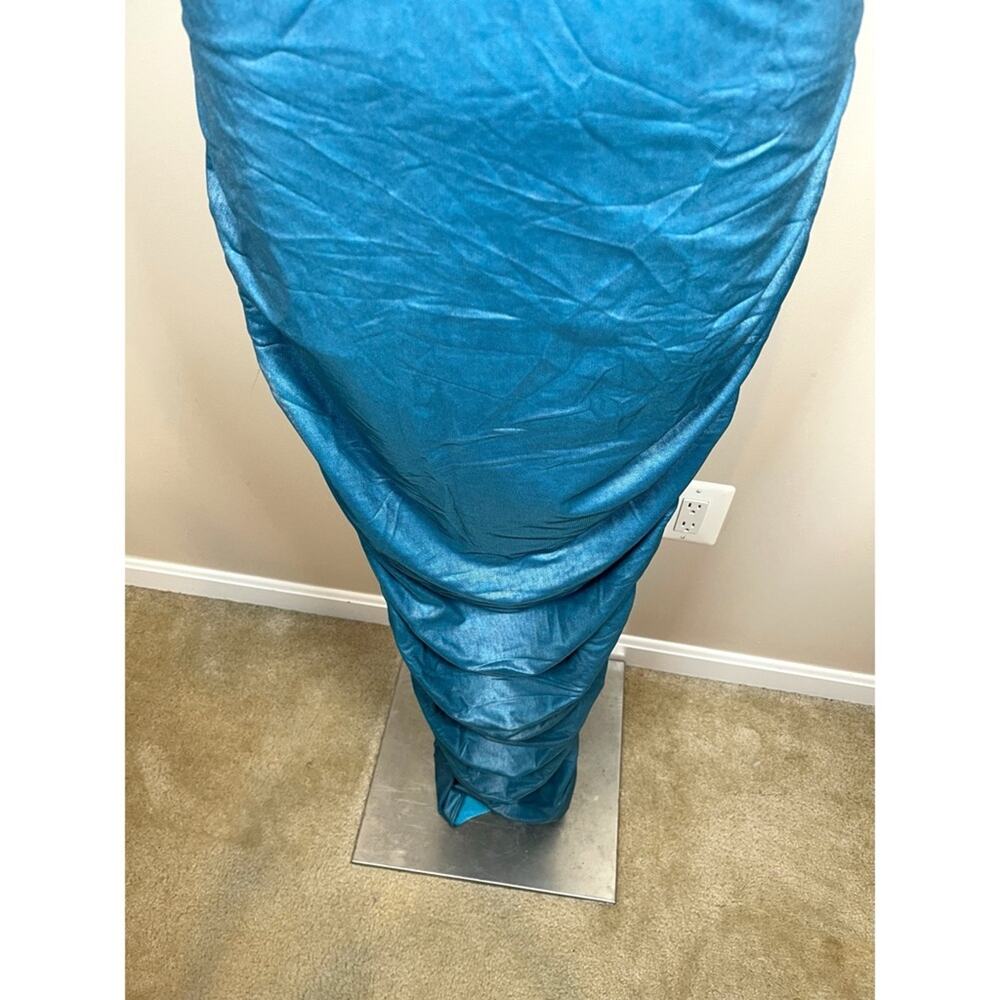 BAOBAB Magalenha Metallic Ruched Strapless Bodycon Sea Blue Maxi Dress Size M - Picture 4 of 7
